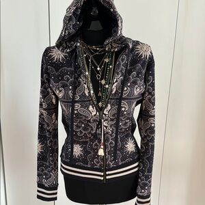 Johnny Was Black and White Paisley Hoodie